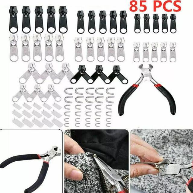 TEMU 85pcs Fix Zipper Replacement Metal Quickly Instant Repair Kit Zip Slider Tools
