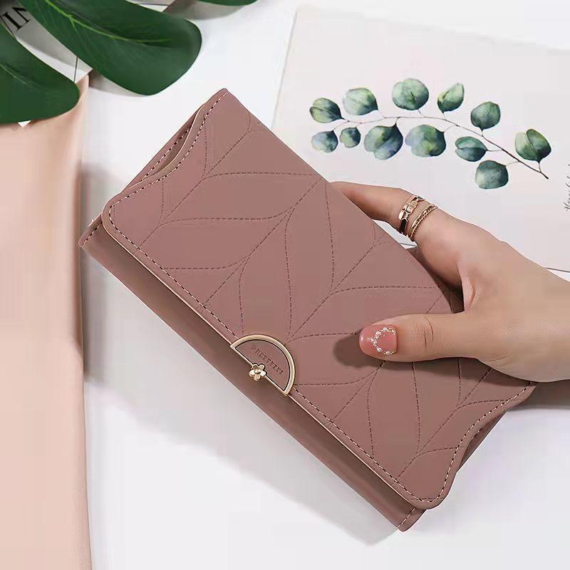 TEMU New Fashionable Large Capacity Women's Long Simple Folded ', Synthetic Leathe