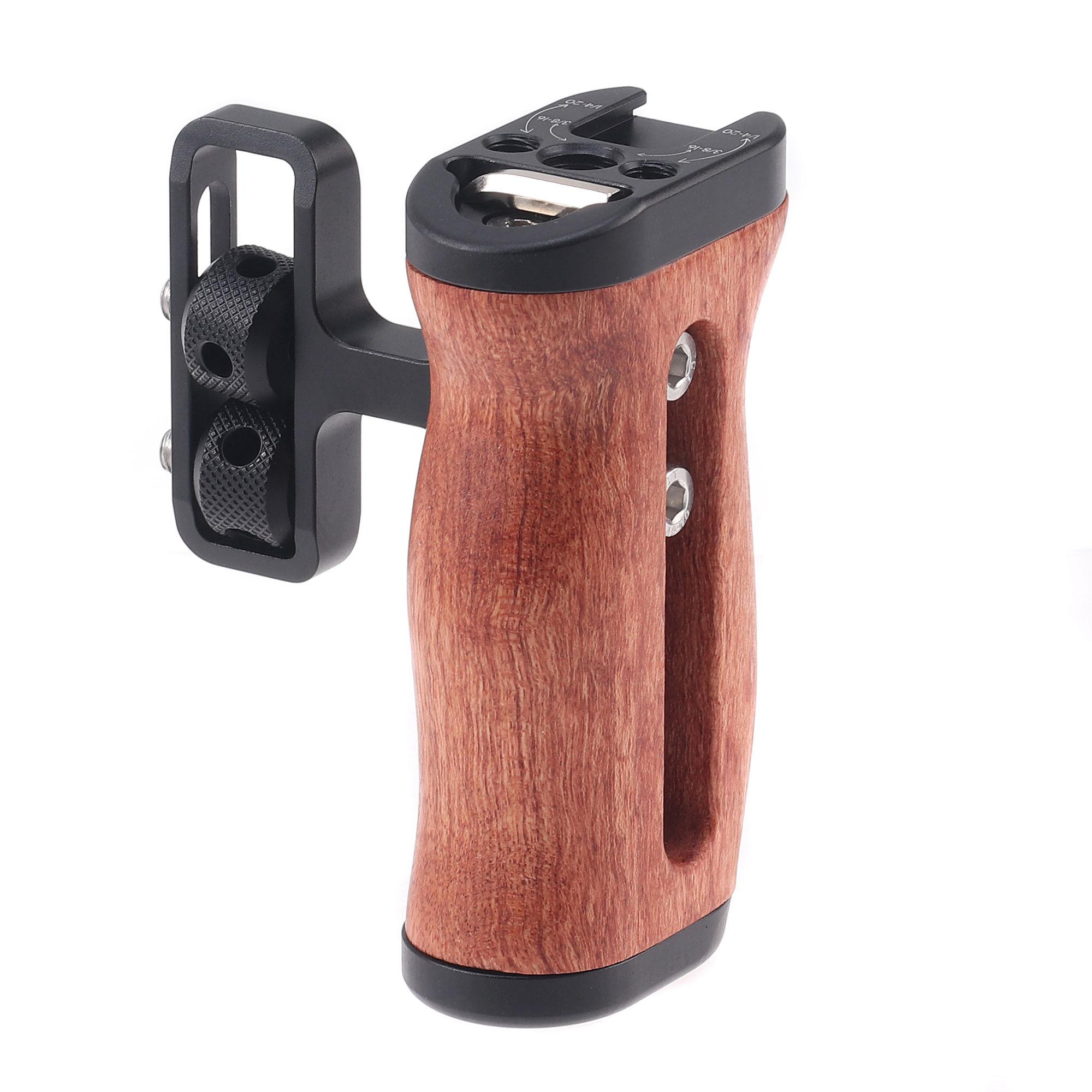 TEMU Jlwin Universal Dslr Camera Cage Side Handle For // Camera Wooden Mini Handgrip 1/4 Screws Cold Shoe Photography