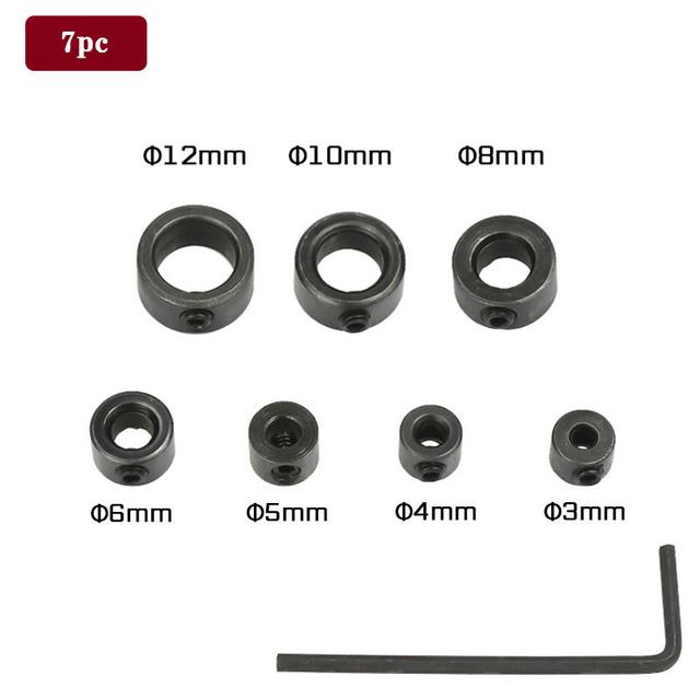 TEMU 7pcs/8pcs Drill Stop Ring Set, 3-12/3-16mm Carbon Steel Locking Rings With Wrench, Woodworking Screw Tightener Drill Bit Positioning Circles, Adjustable Drill Accessory