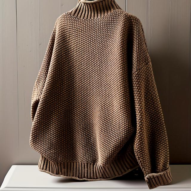 TEMU Plus Size, Women's Size Oversized High Neck Sweater - Drop Shoulder Long Sleeve Pullover Sweater Suitable For Bust, Size Friendly Casual Solid Color Sweater For - Layering, Cozy Blouse Style Top