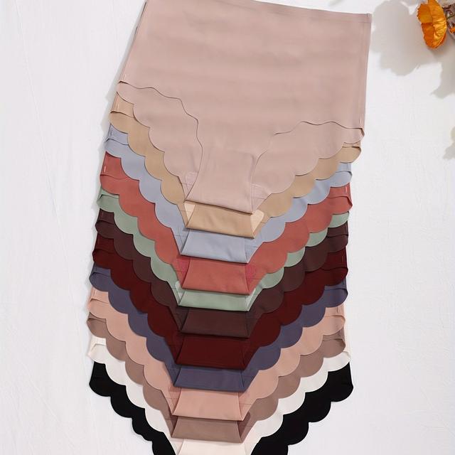 TEMU 12pcs Seamless High Waist Briefs, Simple And Comfortable Solid Color Underwear, Women's Underwear And Underwear