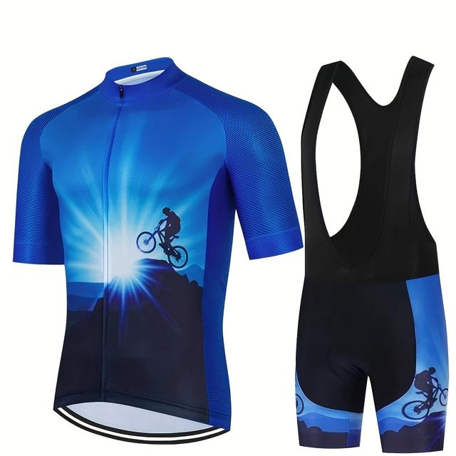 TEMU Ensemble de cyclisme pour homme, comprenant un haut à manches courtes sculptant et un short de sport à manches courtes avec rembourrage
