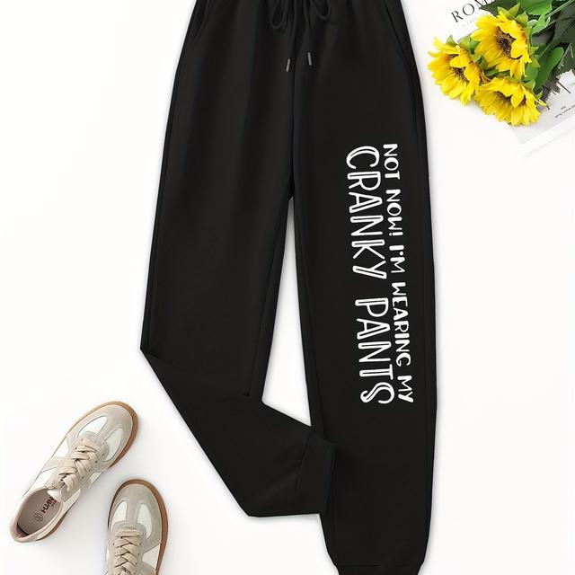 TEMU Women's Casual Sports Pants With Letter Pattern, Comfortable And Breathable, Soft Fabric, Suitable For Sports And Daily Life