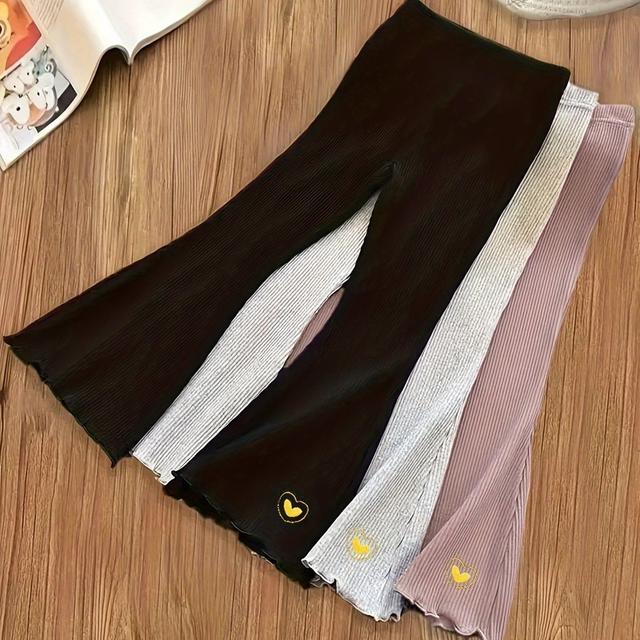 TEMU ' Thickened Fleece-lined Flared Pants, Stylish And Trendy Elastic Pants, Girls' Slim-fit Trousers, For Outdoor