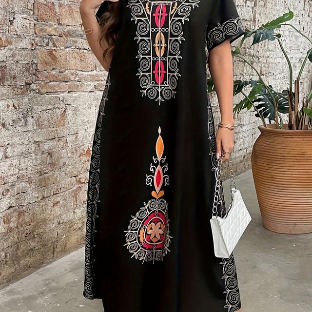 TEMU Vestido Abaya Árabe con Escote en V y Cobertura de Largo Completo - Túnica Musulmana , Lavable a Máquina, Vestido Tradicional para Hajj, Umrah, Uso Diario - Medio