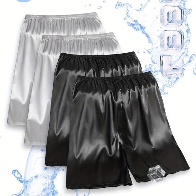 TEMU 4 Stück Eis-Charm Herren Hosen Charm Sommer Atmungsaktive Shorts für Männer - Elastischer -Schnitt - Vielseitig stylisch für Freizeit Schlafanzug, Schlafshorts für Herren
