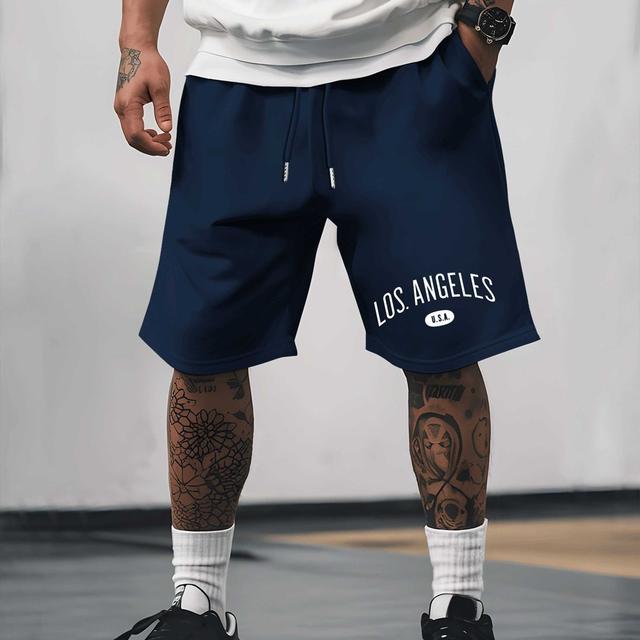 TEMU Pantalones cortos para hombre de talla grande para deportes al aire libre en Los Ángeles, con un diseño casual y elegante en colores , perfectos para y baloncesto, talla grande
