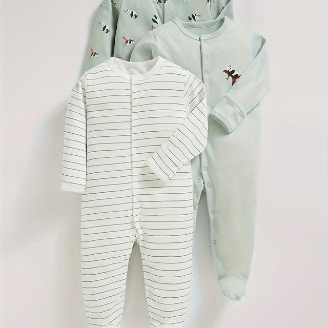 TEMU Conjunto de para Bebés Recién Nacidos, Body de Larga con Pantalón y Traje Acondicionado para /Otoño, Estampado Aleatorio de Panda Azul Lindo, y Casual con Botones, Ideal para Exteriores