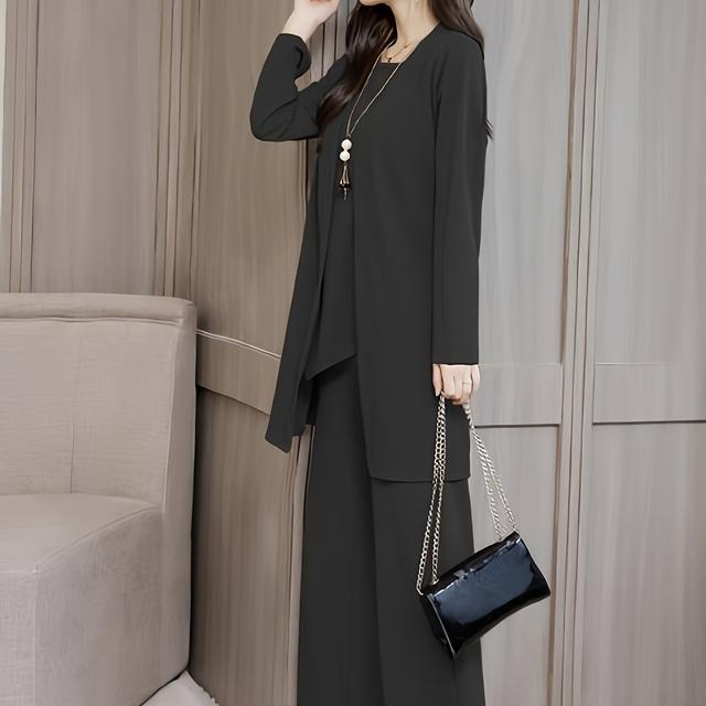 TEMU セットアップ レディース パンツスーツ ルーズフィット Lサイズ ボディカバー カジュアル・ル 通勤用