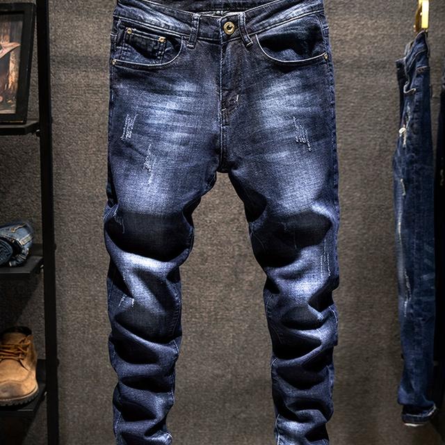 TEMU Men's Skinny Fit Denim Jeans, Casual Solid Color Medium Stretch Washed Regular Length Cotton 88.60% Elastane 0.70% Viscose 10.70% Fabric