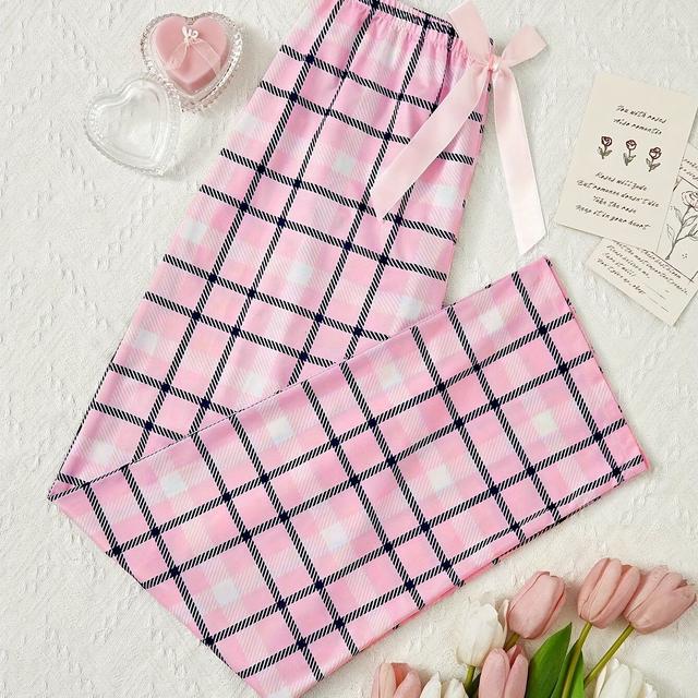 TEMU Pantalones de Dormir Casuales para Mujer con Estampado de Cuadros y de