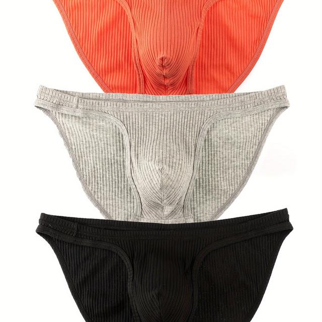 TEMU Men's Stylish Solid Color Breathable And Comfortable Triangle Underwear Set Of 3