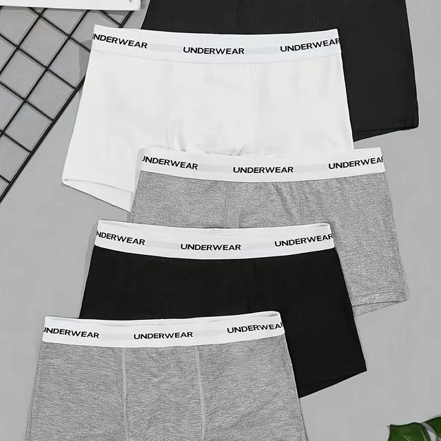TEMU 5-pack Men's 95% Cotton Boxer Briefs, Comfortable, Casual And Breathable
