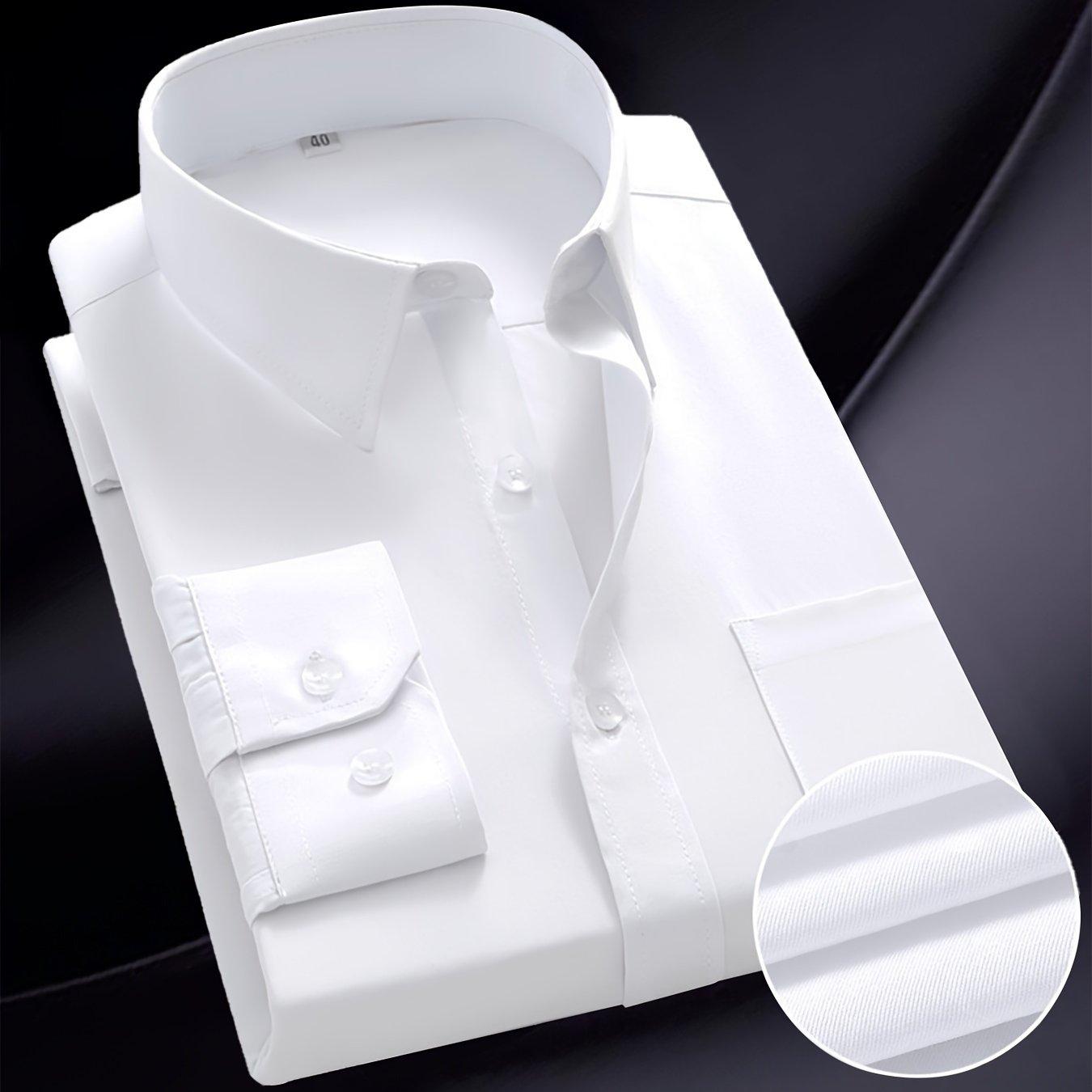 TEMU Men's Long Sleeve Button-up Shirt In Solid Color, Suitable For Business, Perfect For Spring And Fall Formal Occasions, A Great Gift For Men