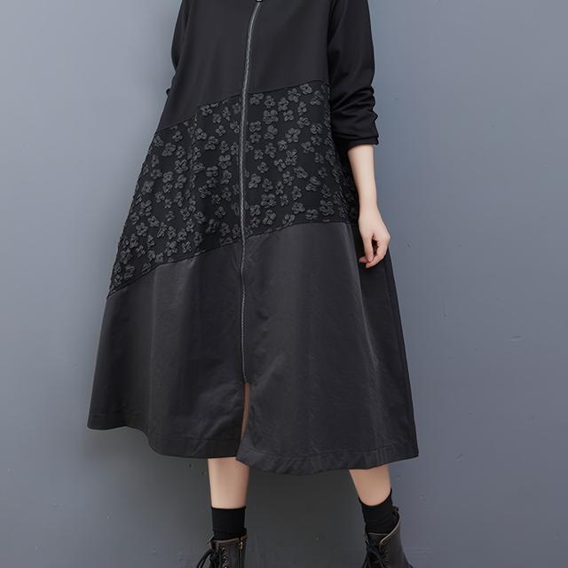 TEMU 여성용 패션 오버사이즈 후드 코트, 폴리에스터 혼방, 캐주얼 스타일, 단색, 지퍼 디테일, 원단