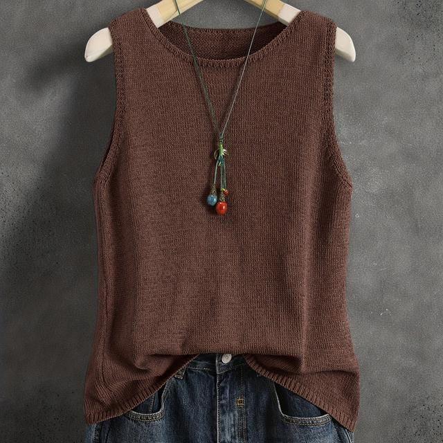 TEMU Plus Size, Plus Size Solid Color Vintage Artistic Tank Top, /summer/autumn Outerwear, High-end Sleeveless Top