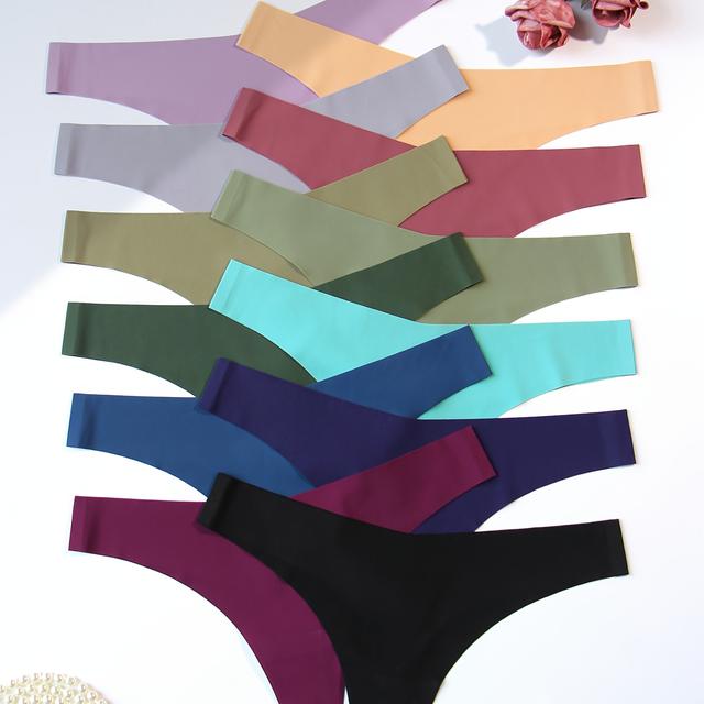 TEMU 12pcs Plain-colored Non-marked Sexy Ladies Underwear Non-marked Breathable Soft Comfortable Personality Underwear Women Seamless Suit