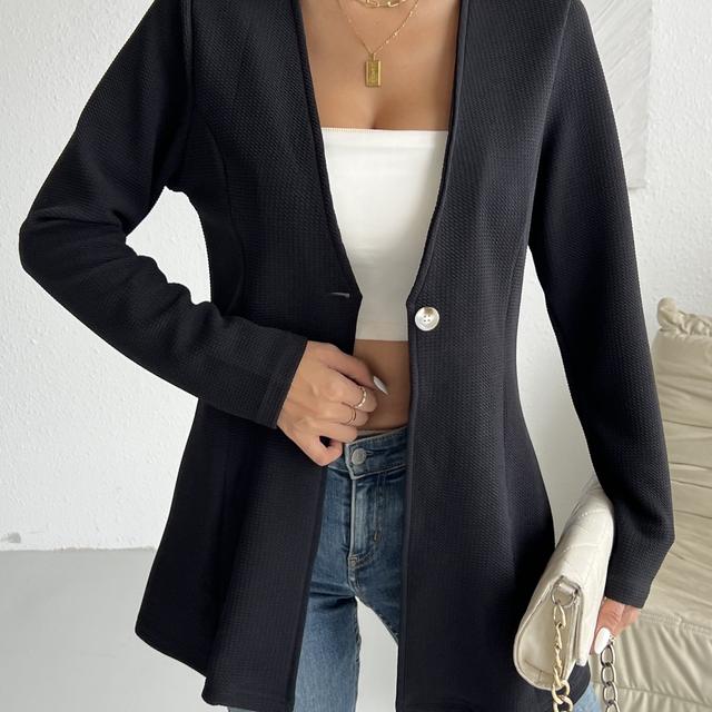 TEMU Solid Color Single-breasted Cardigan