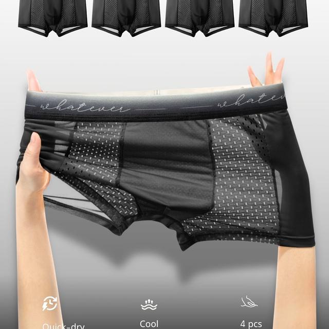 TEMU Pack de Boxers Homme à Cintre Imprimé Lettres en Tissu Fibre Confortable et Tendance, Respirante et - Noir, Foncé, ,