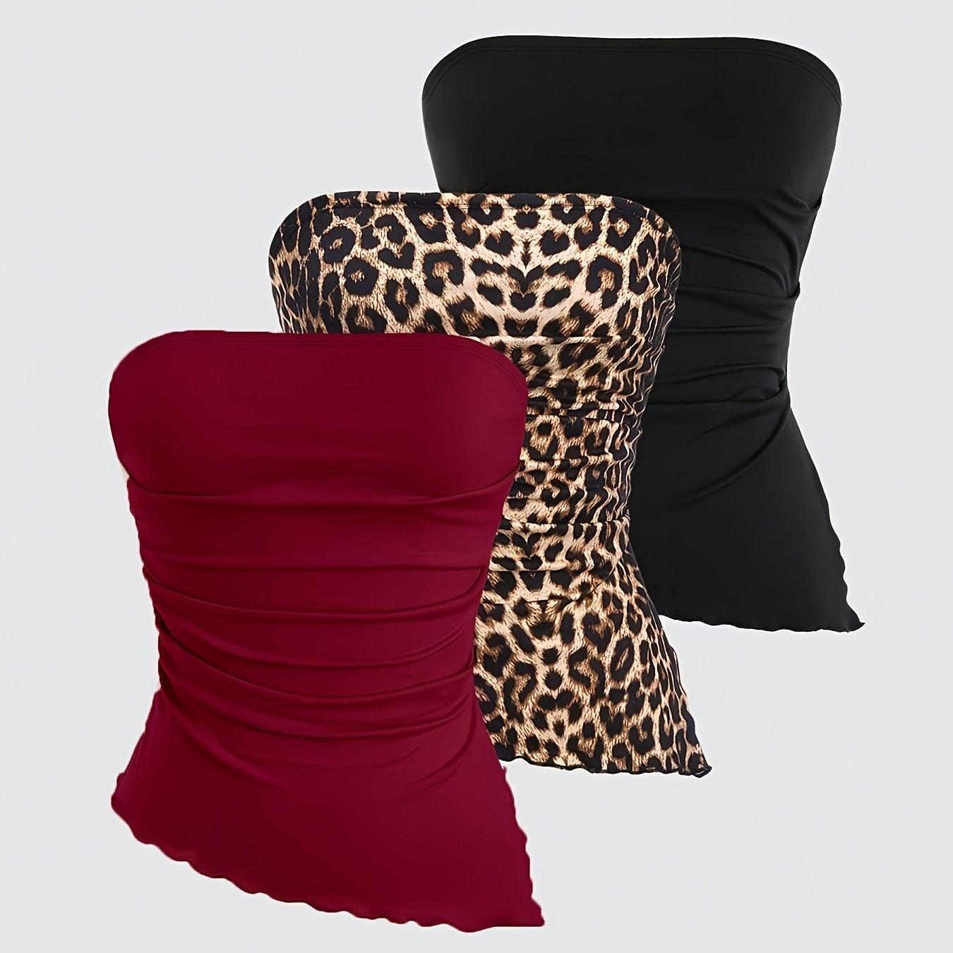 TEMU Set Of 3 Women's Y2k Sexy Asymmetrical Hem Strapless Tops
