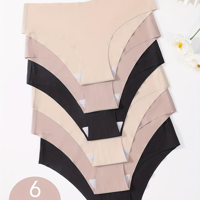 TEMU Sada 6 prodyšných a pohodlných jednobarevných klasických trojúhelníkových spodních prádelených kalhotek