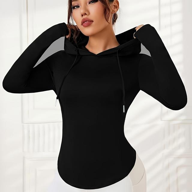 TEMU Y2K Ademende met Capuchon en Duimgaten voor Vrouwen - Rekbare Atletische Pullover voor Gym, Yoga & Fitness, Het hele Jaar Door Wasbare Activewear, Workoutkleding