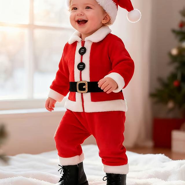 TEMU بدلة شتوية مع قبعة - بدلة دافئة ومريحة لعيد الميلاد، بدلة بلون سادة، قابلة للغسل اليدوي لسهولة العناية، زي وملابس عادية (مناسبة للجنسين لبعض التصاميم)، مثالية للاستخدام الخارجي