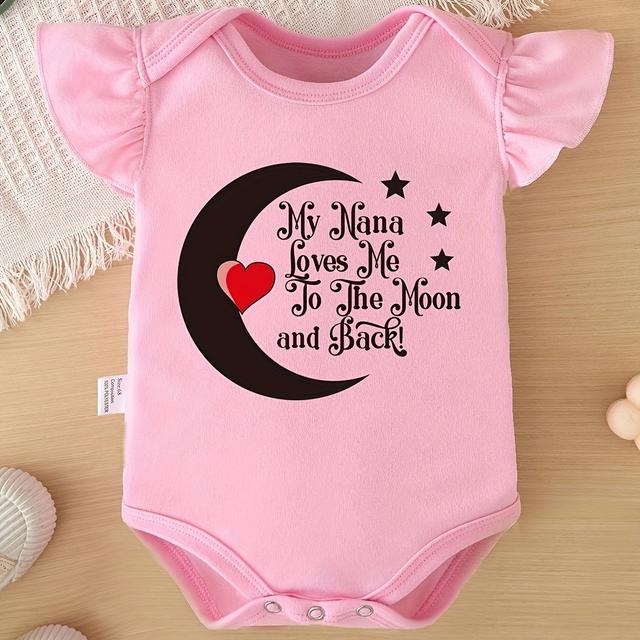 TEMU My To The Moon And Back" - Soft & Romper With Cute Flying Sleeves, Perfect Newborn Gift, Outdoor