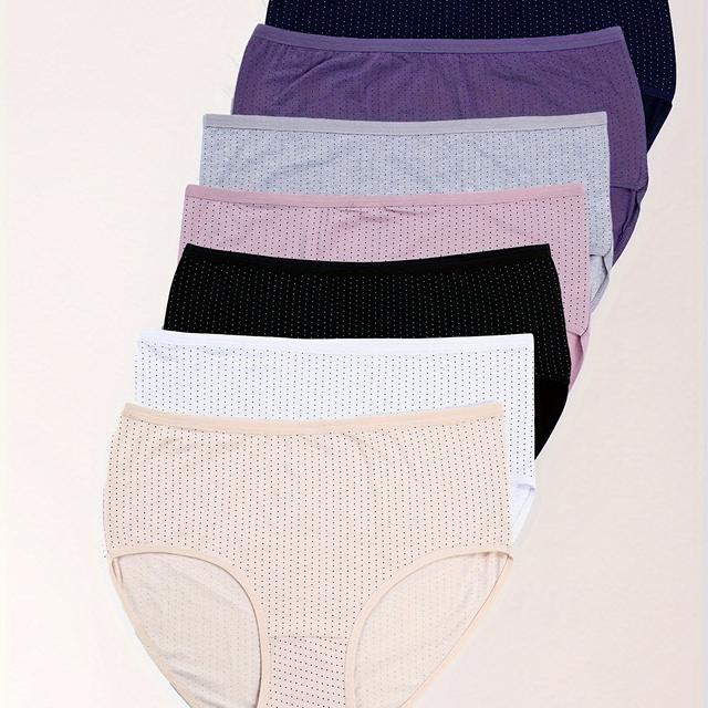 TEMU 7er-Pack Einfache Punkte-Hochbund-Damenunterwäsche in Übergröße