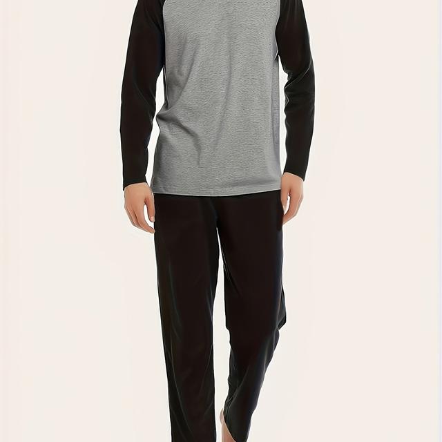 TEMU Conjunto de Pijama de Homem para e Outono, Incluindo Calças Compridas e Compridas, Composto por 2 Peças