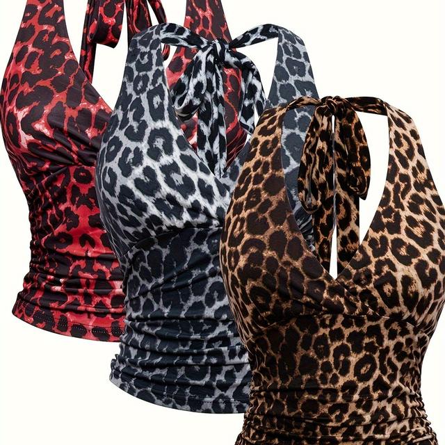 TEMU New Women's Fashion Casual Versatile Leopard Print Vest Three-piece Set