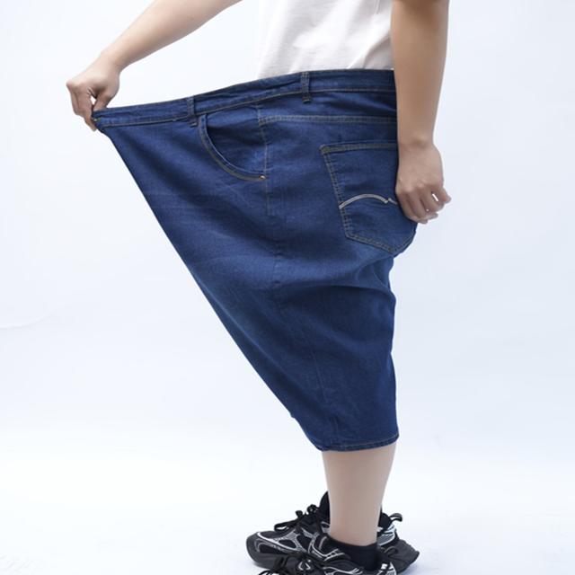 TEMU Oversized Summer Denim Shorts, 5-point Pants, Loose, Elastic, Breathable And Cool Denim Pants For Fat People And Big Guys, Plus Size