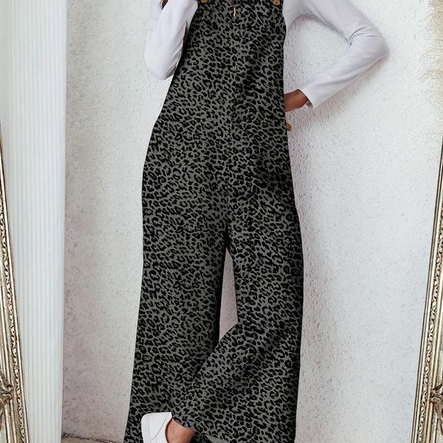 TEMU Mono Casual de Mujer con Estampado de Leopardo, Holgado y Adecuado para Otoño e Invierno, Mono de Leopardo para Mujer, Mono Casual de Mujer para Otoño