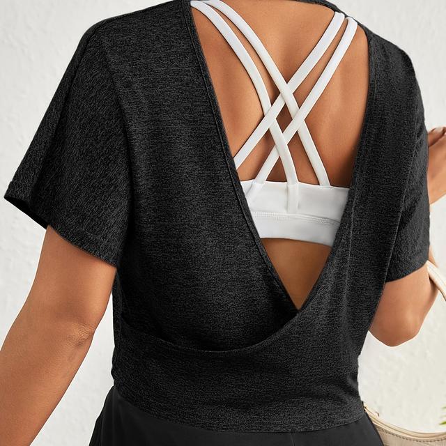 TEMU Débardeur de yoga à col suspendu, , à manches courtes, avec dos , pour l'entraînement en .