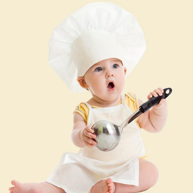 TEMU 2pcs Of Newborn Photography Outfits, Baby Woven Chef Costume