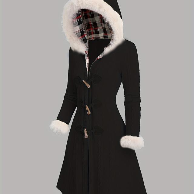 TEMU Y2k Hooded Coat With Button Closure And Long Sleeves