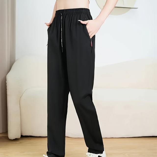 TEMU Ladies' Lightweight Pants Made Of Ice, Featuring Quick-, Zippered Pockets, And Upgraded Elastic Materials For . Ideal For Commuting, Casual , And Golfing