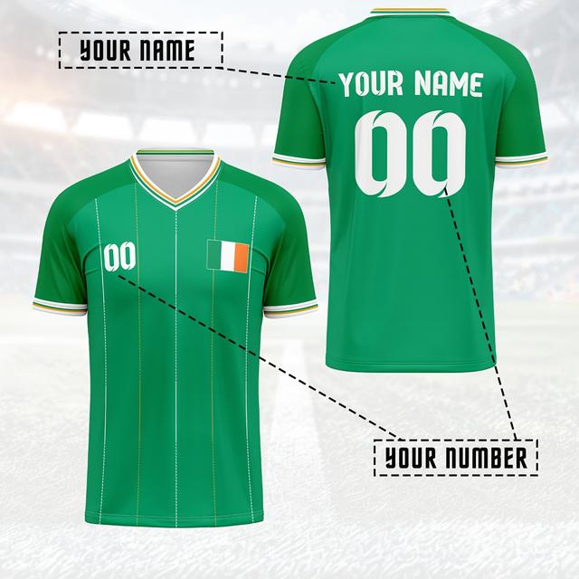 TEMU Customizable Irish V-neck Soccer Jerseys - Breathable And Moisture-wicking Sportswear, Personalized With , Perfect For Soccer Training, Summer Parties, And Outdoor Activities