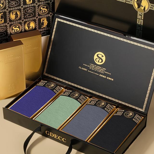 TEMU 4-pack Gdecc Men's Viscose Boxer Briefs, 95% Viscose 5% Elastane, Medium Stretch Knit Fabric, Breathable & Comfy Shortie Underwear, Daily & Casual Wear, Portrait Pattern