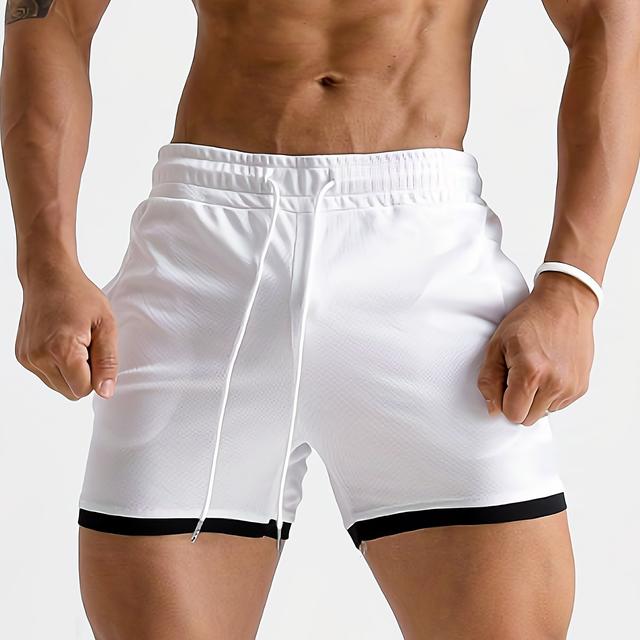 TEMU Men's Lightweight Gym Shorts With Mesh For Workouts, Featuring Pockets For Runners And Joggers.