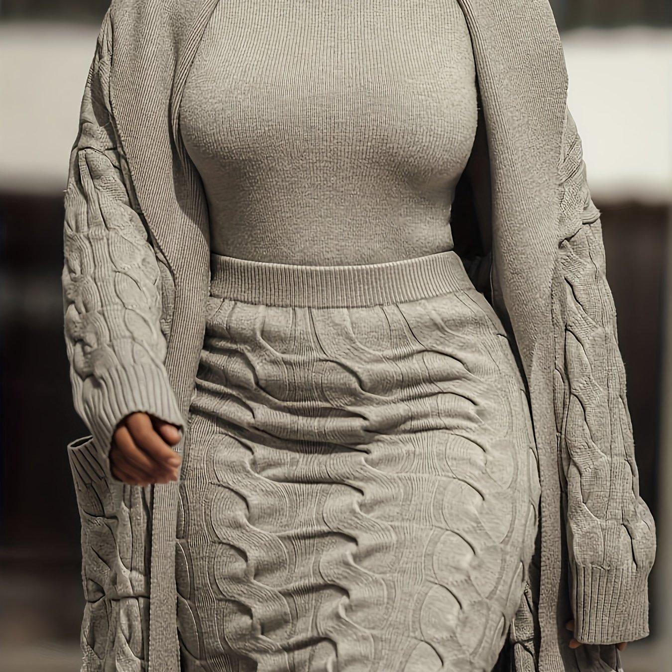 TEMU Développement sur mesure : un ensemble pièces comprenant un pull long luxueux, une robe et un style décontracté parfait élégantes en automne et en hiver