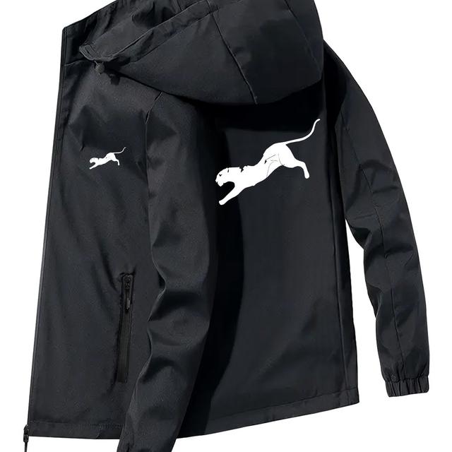 TEMU Neue Unisex-Windjacke mit Leoparden-Sprungelement, winddichte atmungsaktive Outdoor-Bergsteigerbekleidung für Paare, geeignet für Outdoor-Bekleidung Kälteschutz zu Hause