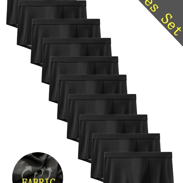 TEMU Set mit 10 Herren-Boxershorts aus atmungsaktivem Material mit einem schicken schwarzen Design. Diese bequemen Unterhosen sorgen für einen angenehmen und sind derzeit sehr begehrt.