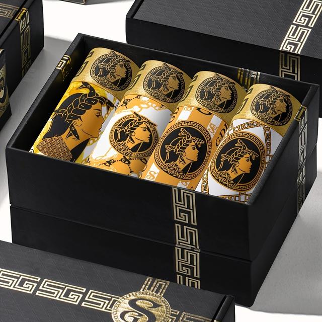 TEMU 4pcs Gdecc Men's & Box, White Pattern, Nylon Comfortable Breathable Skin-friendly Long Boxer Briefs Shorts - Stretchy, Non-transparent With Elastic Waistband