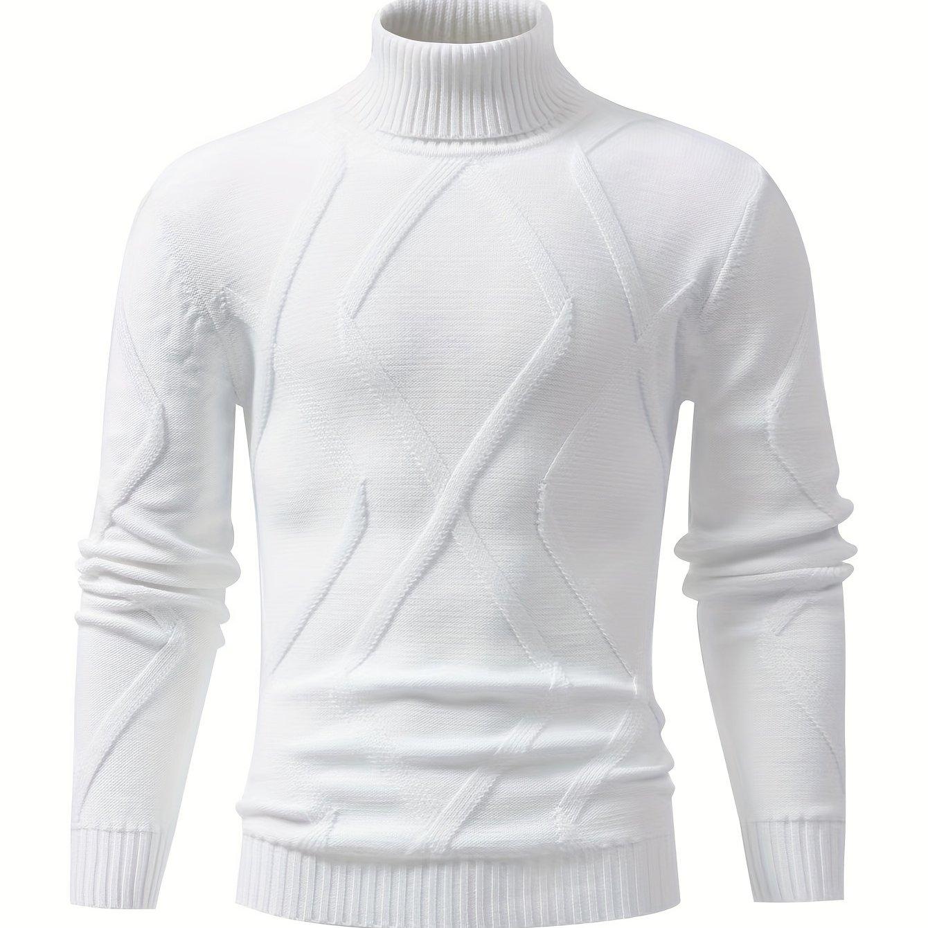 TEMU Men' Color Casual Rhombus Pattern High Neck Knit Sweater