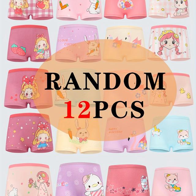 TEMU 12 Culottes Aléatoires pour Filles - Douces et Respirantes avec Imprimés Mignons de Dessins Animés