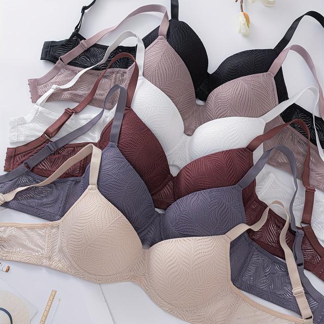 TEMU 6er-Set Elegante Spitzen-Push-Up-BHs für Frauen - Bequem, Atmungsaktiv & Stilvoll mit Nicht-Entfernbarer Polsterung