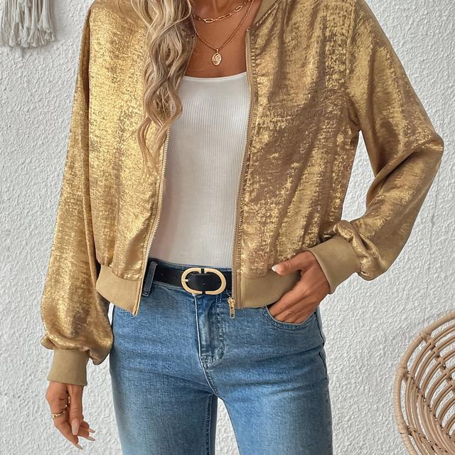 TEMU Frühling/Sommer Damenmode Baseballtrikot mit Heißprägung, Dünnes Oberteil