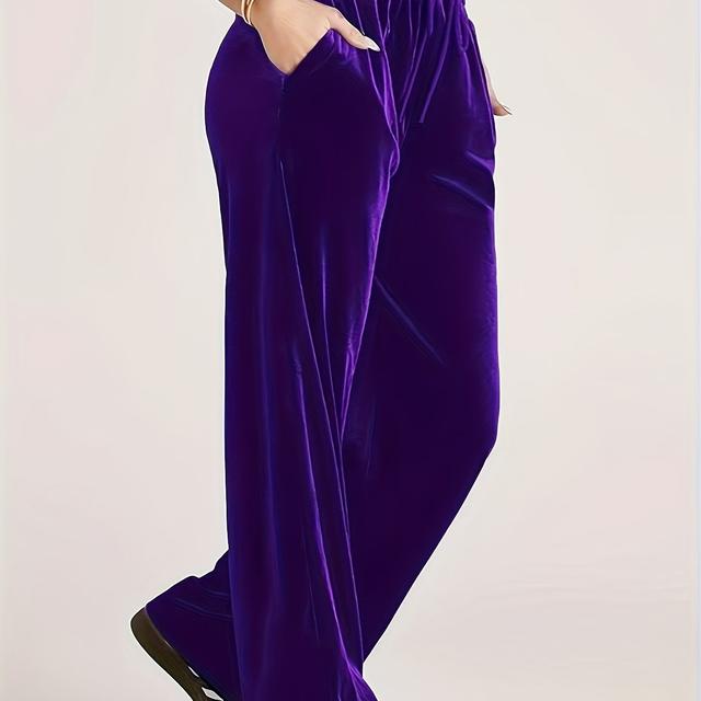 TEMU Large Size Fashion Solid Color Drawstring Casual Wide Leg Pants